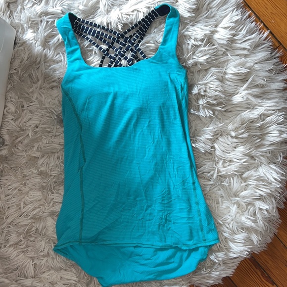 LULULEMON LEGGINGS TURQUOISE & GREY. Sz. 6. Crop pant  & Sport Top. - Picture 8 of 10